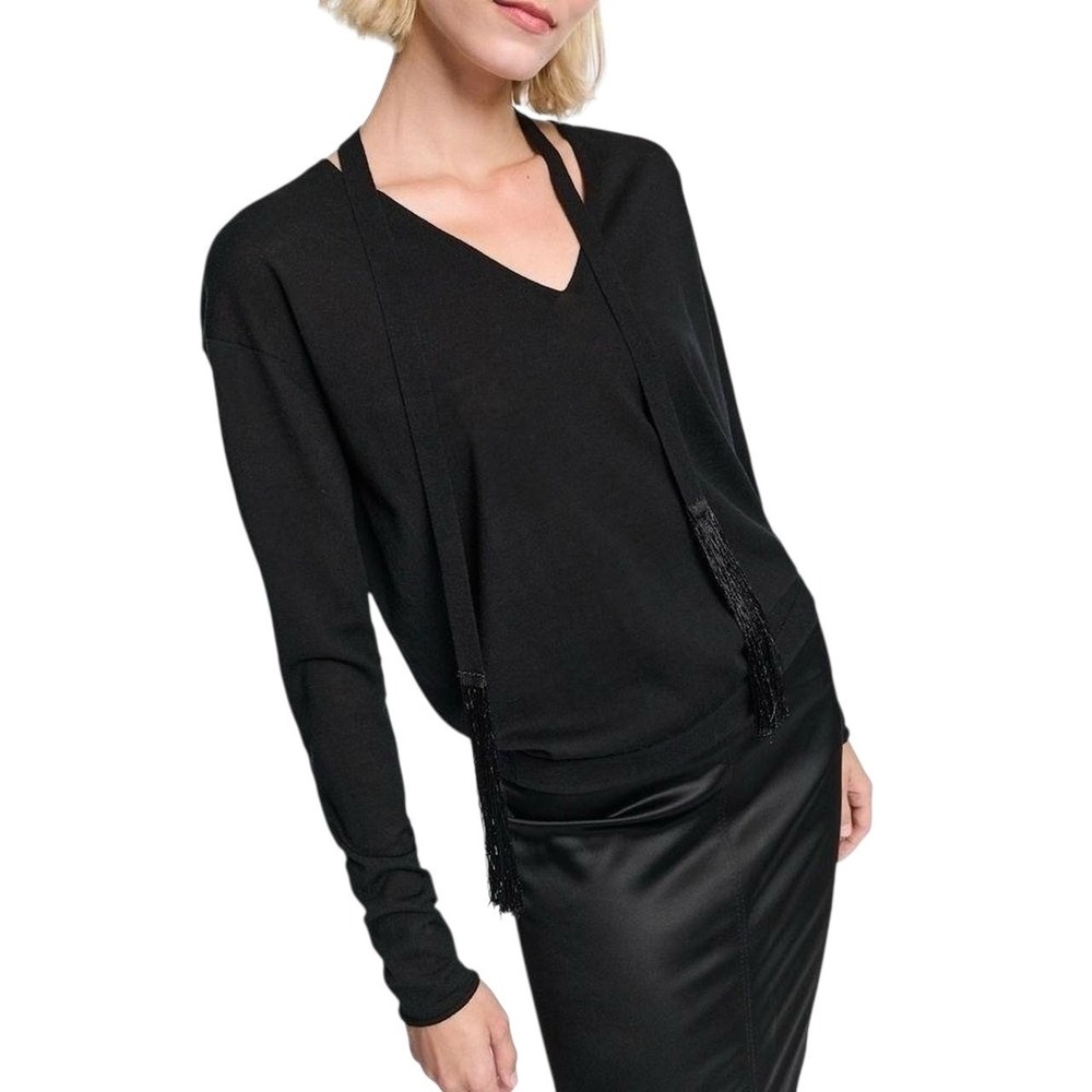Dorothee Schumacher Sweater Womens Size XL Black Top Quiet Luxury Wool Mix‎ Knit